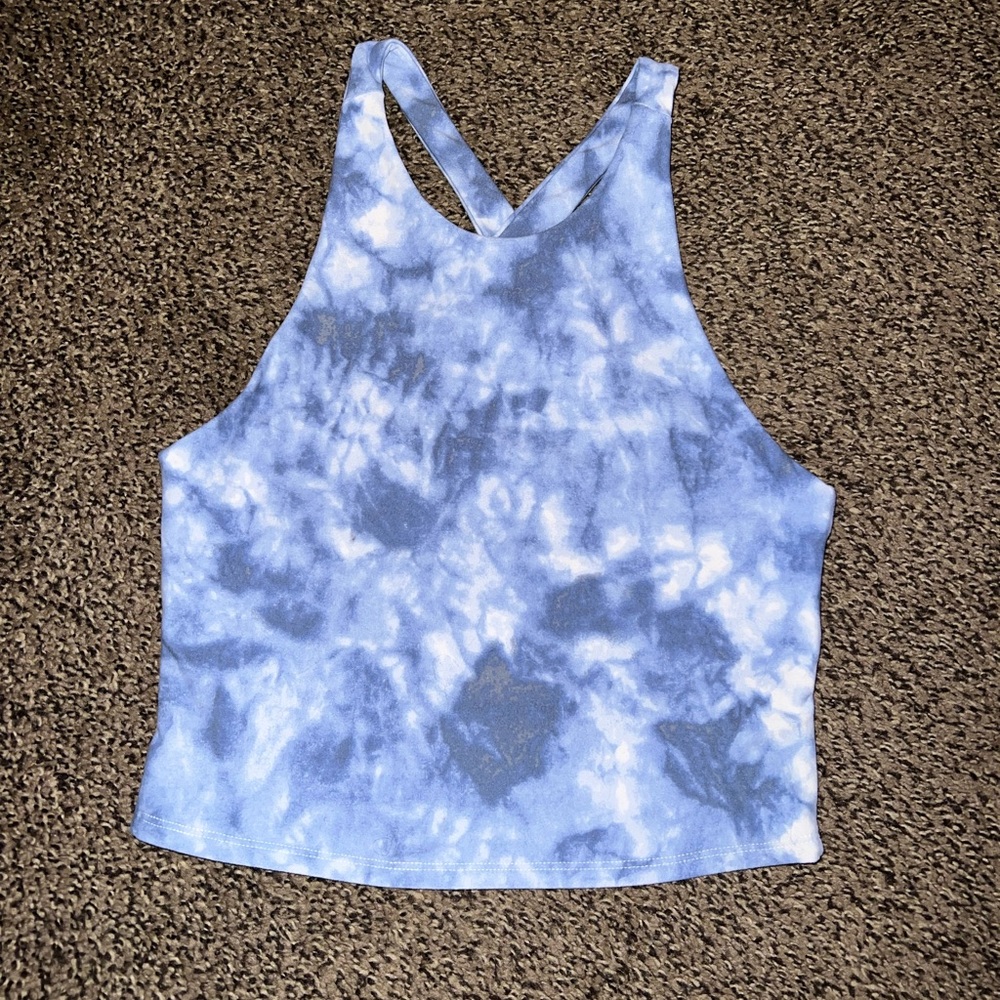 Abercrombie & Fitch A&F Athletic Top: Blue Tie Dye Cropped Tank